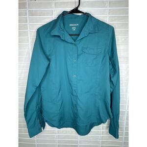 Swiss Alps Men's Small Long Sleeve Aqua Blue Hiking Fishing Shirt Lightweight